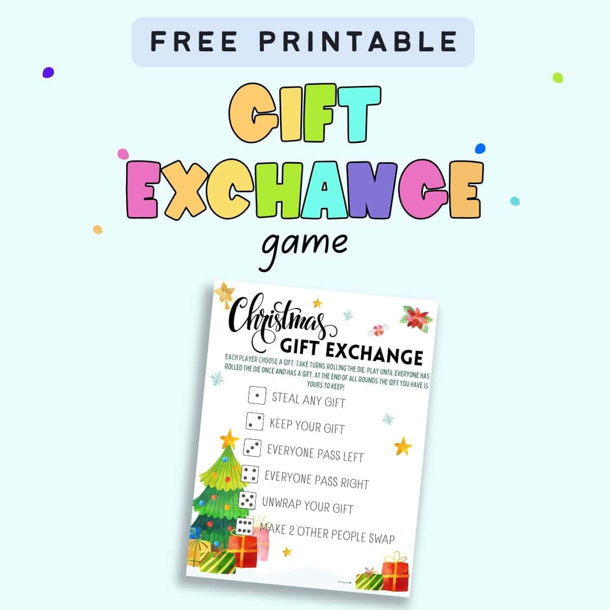 free printable christmas gift exchange game - the artisan life